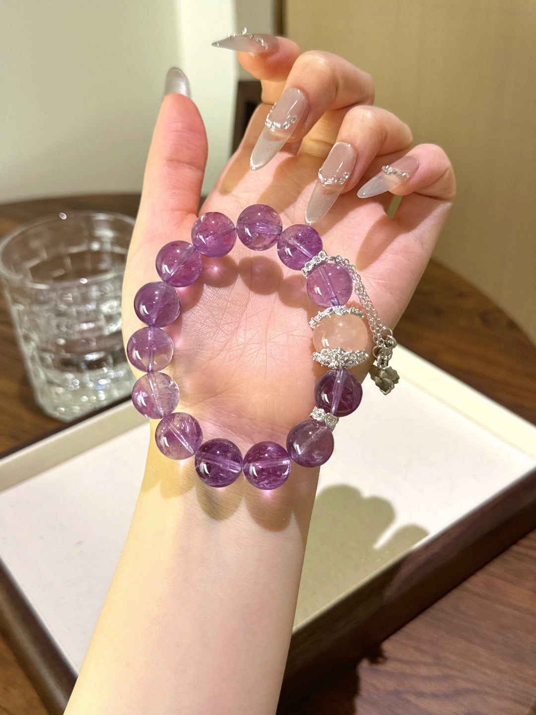 ▫️▪️ Amethyst pink crystal bracelet